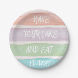 Pastelkleurig Laag Cake Ontwerp Papieren Bordje