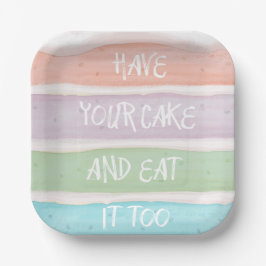 Pastelkleurig Laag Cake Ontwerp Papieren Bordje