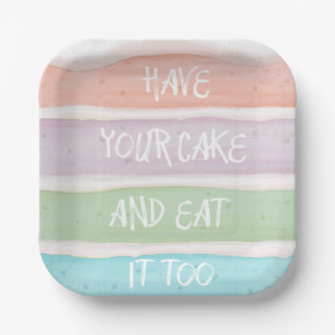 Pastelkleurig Laag Cake Ontwerp Papieren Bordje