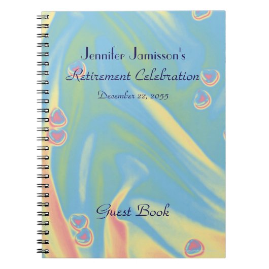 Pastelkleurig met Roze Harten Pensioenfeest Gastbo Notitieboek (Voorkant)