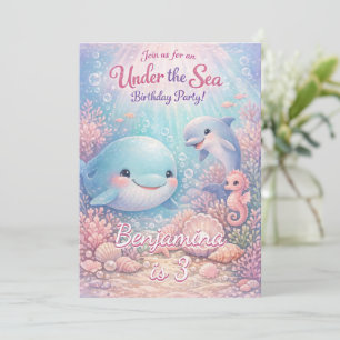 Pastelkleurig Onder de Zee Verjaardagsmeisje Oceaa Kaart