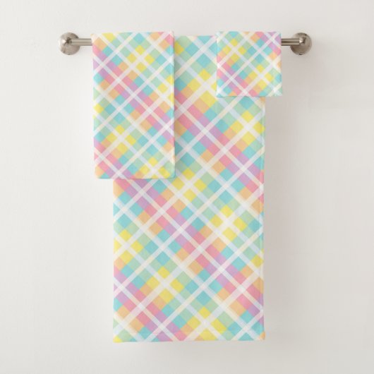 pastelkleurig plaid bad handdoek (Insitu)