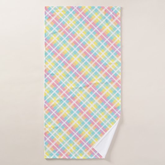 pastelkleurig plaid badhanddoek (Badhanddoek)