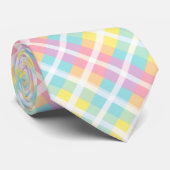 pastelkleurig plaid stropdas (Opgerold)