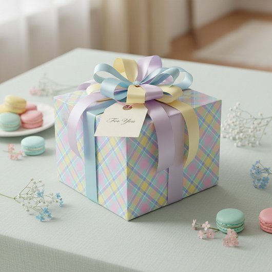 Pastelkleurig ruitjespapier cadeaupapier