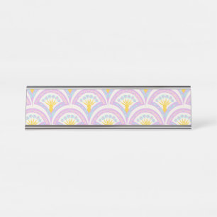 Pastelkleurig schelp patroon bureau naambordje