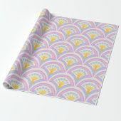 Pastelkleurig schelp patroon cadeaupapier (Uitgerold)