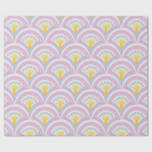 Pastelkleurig schelp patroon cadeaupapier (Vlak)