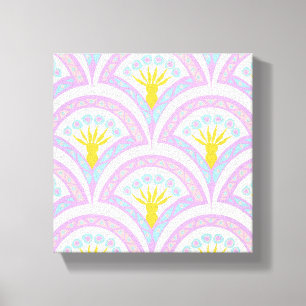 Pastelkleurig schelp patroon canvas afdruk