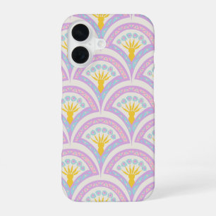 Pastelkleurig schelp patroon iPhone 16 hoesje