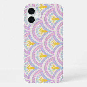 Pastelkleurig schelp patroon iPhone 16 plus hoesje
