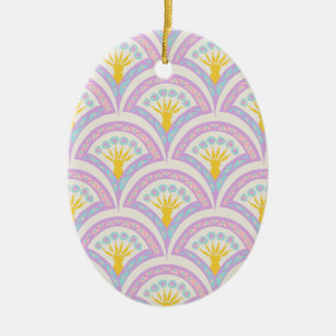 Pastelkleurig schelp patroon keramisch ornament