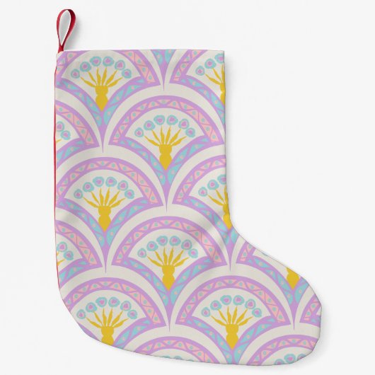 Pastelkleurig schelp patroon kleine kerstsok (Voorkant)