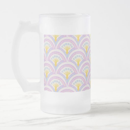 Pastelkleurig schelp patroon matglas bierpul (Links)