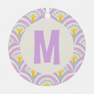 Pastelkleurig schelp patroon metalen ornament