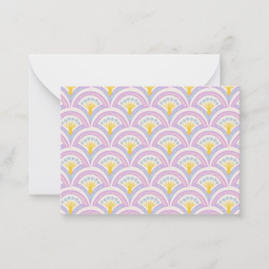 Pastelkleurig schelp patroon notitiekaartje (Voorkant)