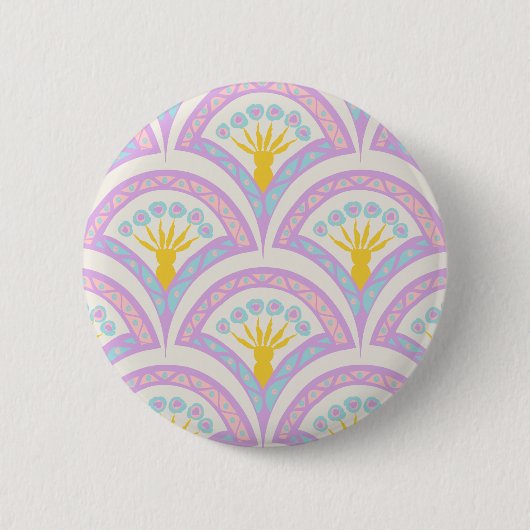 Pastelkleurig schelp patroon ronde button 5,7 cm (Voorkant)