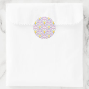 Pastelkleurig schelp patroon ronde sticker
