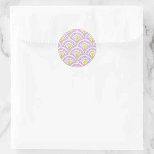 Pastelkleurig schelp patroon ronde sticker (Tas)