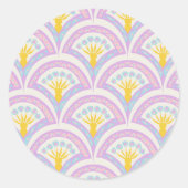 Pastelkleurig schelp patroon ronde sticker (Voorkant)