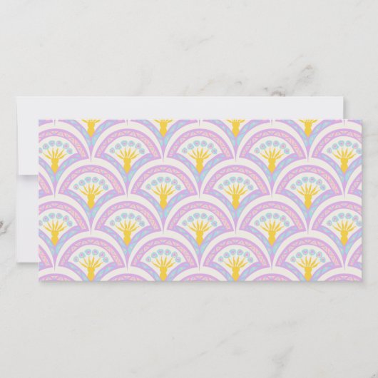 Pastelkleurig schelp patroon save the date (Voorkant)