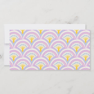 Pastelkleurig schelp patroon save the date