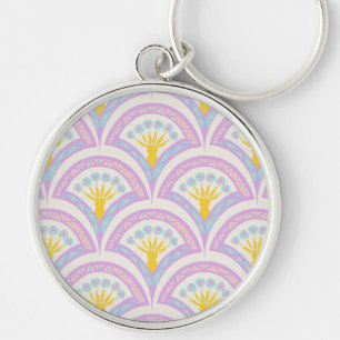 Pastelkleurig schelp patroon sleutelhanger
