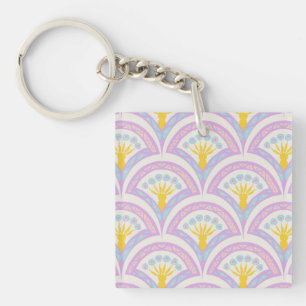 Pastelkleurig schelp patroon sleutelhanger