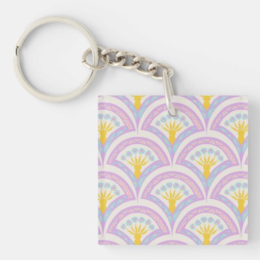 Pastelkleurig schelp patroon sleutelhanger (voorkant)
