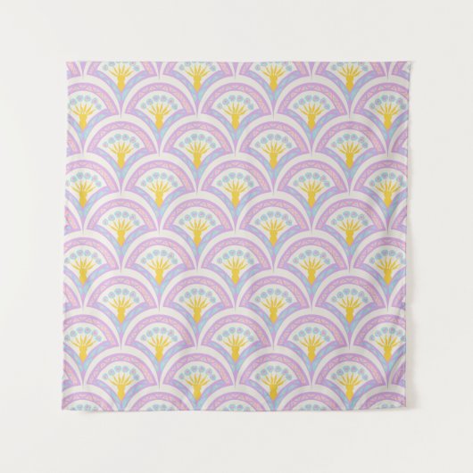 Pastelkleurig schelpenpatroon wandkleed (Voorkant)