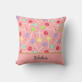 Pastelkleurig Snoep Lolly Patroon Roze Kussen