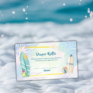 Pastelkleurig Surfboard Strand Luierspel Baby Borr Informatiekaartje
