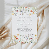 Pastelkleurig Trouwprogramma met Wilde Bloemen Programmakaart