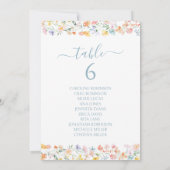 Pastelkleurig Wildbloemen Bruiloft Tafelnummer (Achterkant)