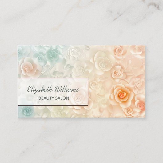 Pastelkleurige 3D-Rozen Visitekaartje (Voorkant)