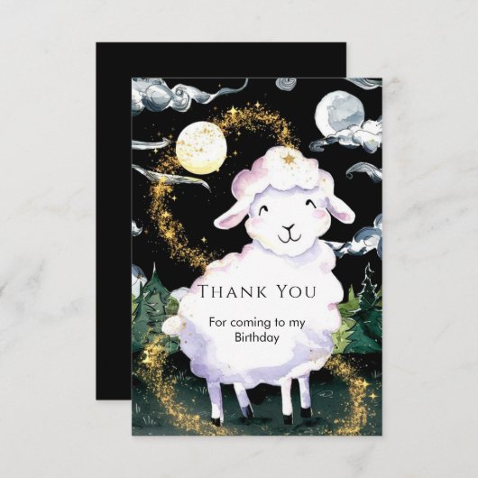 Pastelkleurige Betoverde Schapen Verjaardag Bedankkaart (Voorkant / Achterkant)