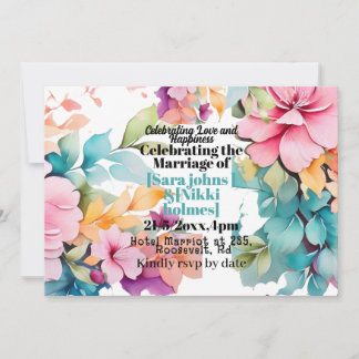 pastelkleurige bloemen trouwkaart pikidi pu kaart