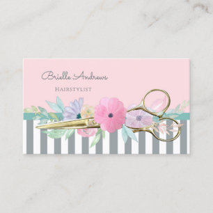 Pastelkleurige bloemenkapsalonstylist visitekaartje