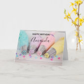 Pastelkleurige Cake Decoratie Gereedschap Verjaard Kaart (Gele Bloem)