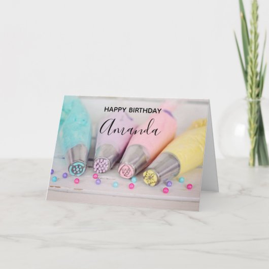 Pastelkleurige Cake Decoratie Gereedschap Verjaard Kaart (Voorkant)