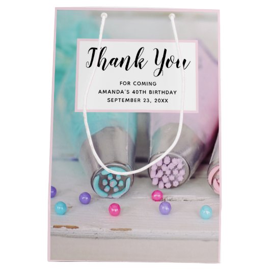 Pastelkleurige Cake Decoratie Tools Bedankt Medium Cadeauzakje (Achterkant)