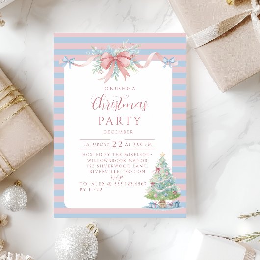 Pastelkleurige Candy Stripe Kerstmis Kaart