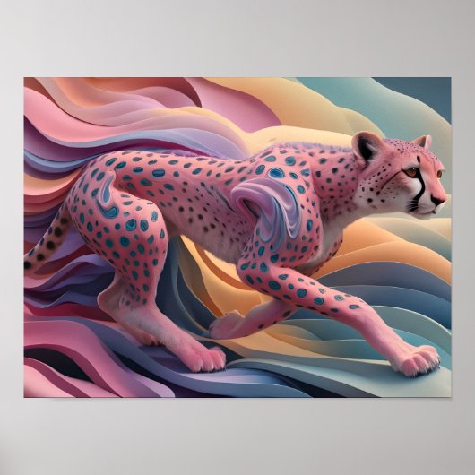 Pastelkleurige cheetah Abstract behang Poster (Voorkant)