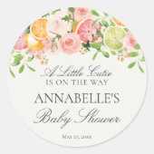 Pastelkleurige Citrus Bloemige Snoezige Baby Borre Ronde Sticker (Voorkant)