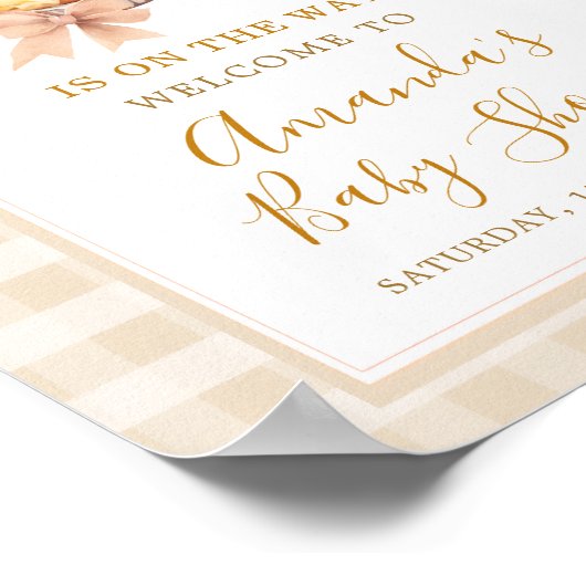 Pastelkleurige Cutie Pie Geruite Herfst Baby Showe Poster (Hoek)