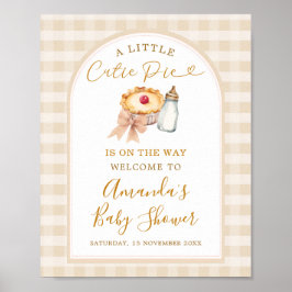 Pastelkleurige Cutie Pie Geruite Herfst Baby Showe Poster