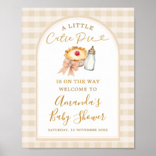 Pastelkleurige Cutie Pie Geruite Herfst Baby Showe Poster