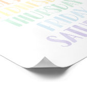 Pastelkleurige dagen van de week educatief poster (Hoek)
