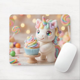 Pastelkleurige Eenhoorn met Regenboog Cupcake Muismat
