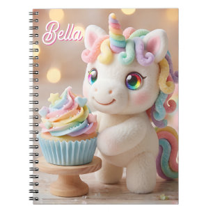 Pastelkleurige Eenhoorn met Regenboog Cupcake Notitieboek
